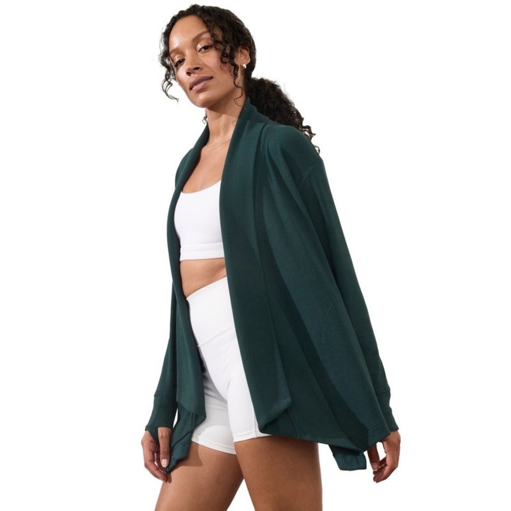 Athleta Pranayma Dark Green Open Front Cardigan